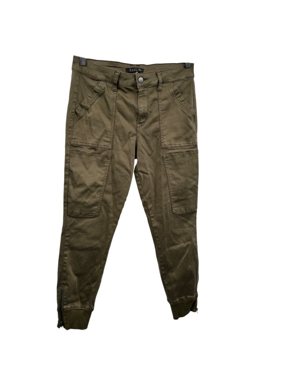 Level 99 Womens Cargo Jogger Pants Zip Ankle Green Size 28 Waist